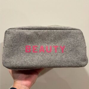 Barneys New York Gray Felt Hot Pink Beauty Bag